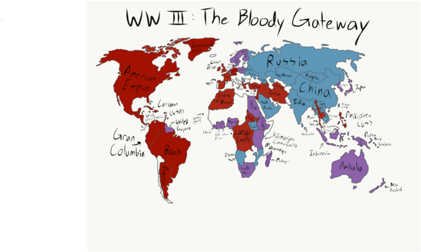 The Third World War Started When American President - Free Printable World Map Art (728x546), Png Download
