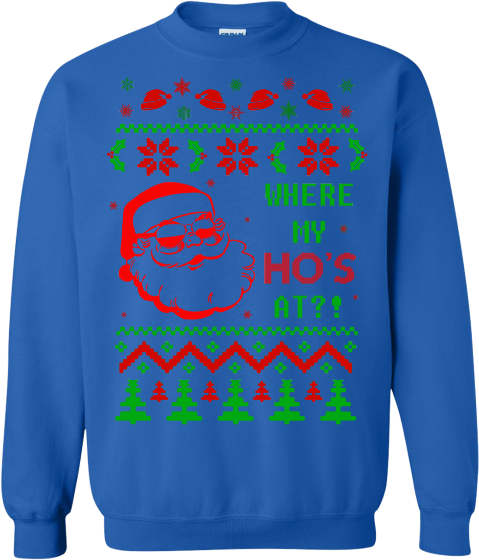 Image 297 Where Is My Ho's At Couple Christmas Sweater - Stranger Things 2 Sweatshirt (1155x1155), Png Download