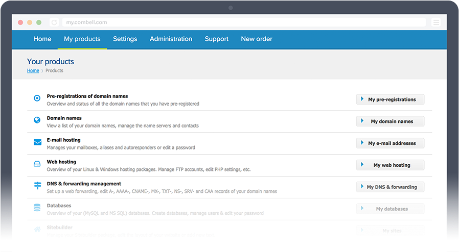 Our Own Combell Control Panel - Combell Controlepaneel (920x500), Png Download