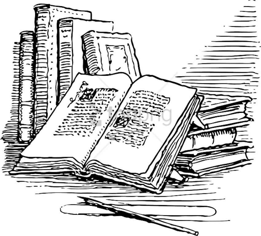 Free Png Old Book Png Image With Transparent Background - Books Black And White Png (850x769), Png Download