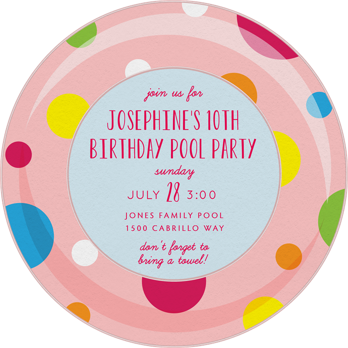 Polka Dot Inner Tube Invitation - Circle (700x700), Png Download