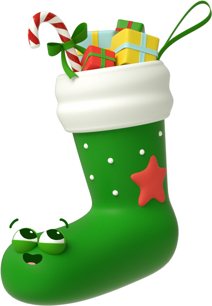 The Stickers Were First Animated In 3d Before Adding - Christmas Stocking (1024x1024), Png Download