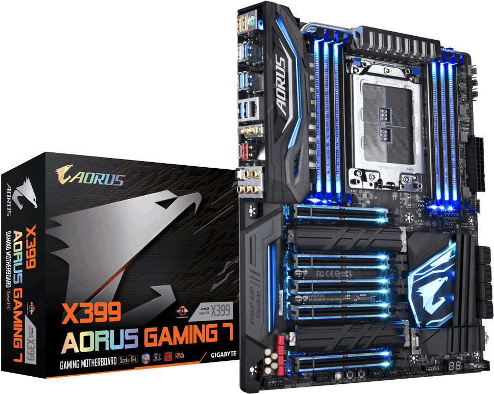 Motherboard - Gigabyte X399 Aorus Gaming 7 (1000x807), Png Download