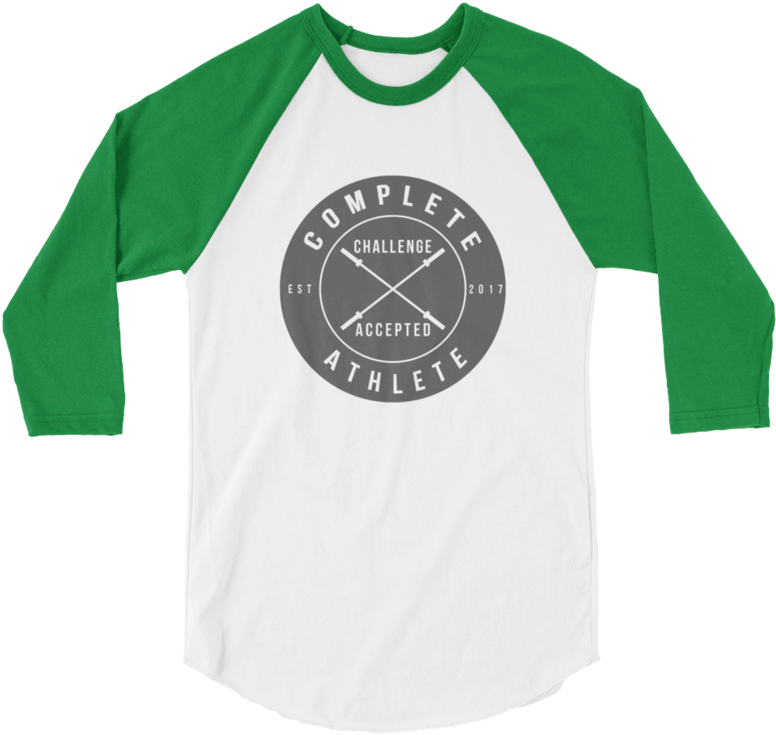 {white/kelly} Tultex 3/4 Sleeve Raglan Shirt With Challenge (800x800), Png Download