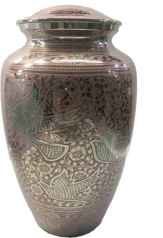 Pink Peaceful Rest Flat Top Brass Urn - Vase (639x917), Png Download