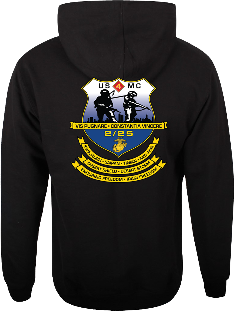 2nd Bn 25th Marines Hoodie - Plain Black Hoodie Back (900x1200), Png Download