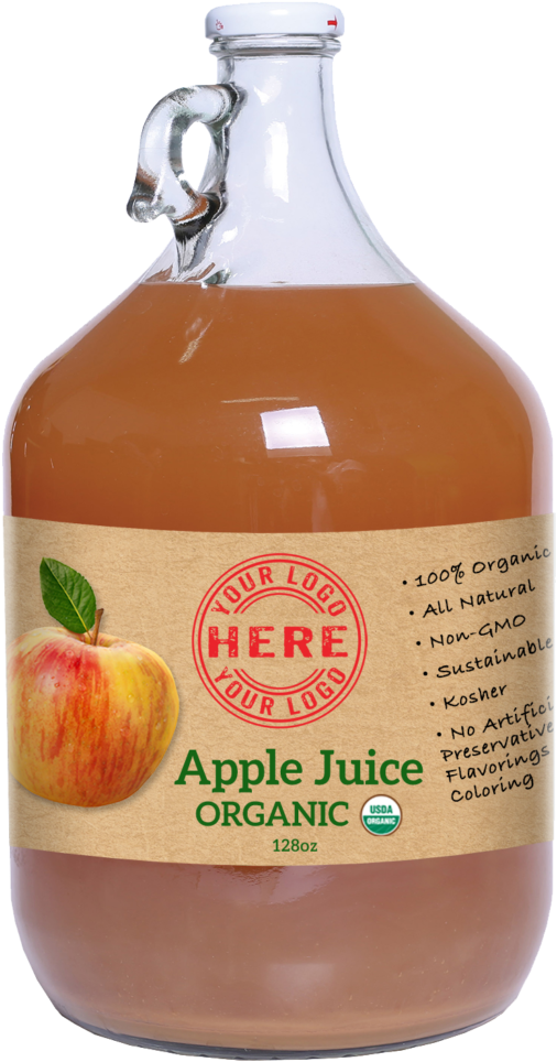 128oz Manzana Organic Apple Juice - Glass Bottle (562x1024), Png Download
