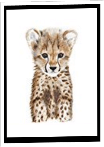 Baby Animal Posters 1 - Watercolor Baby Cheetah (584x584), Png Download
