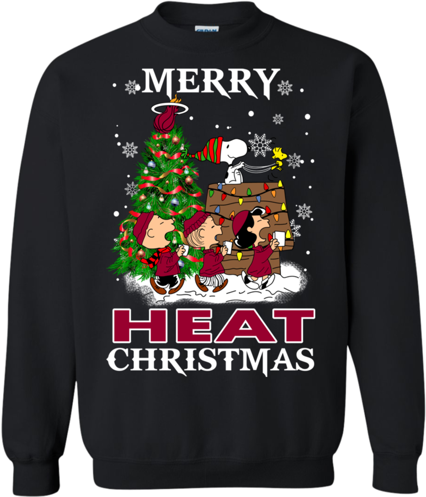 Merry Miami Heat Christmas Snoopy Ugly Sweater Style - Calgary Flames Merry Christmas (1024x1024), Png Download