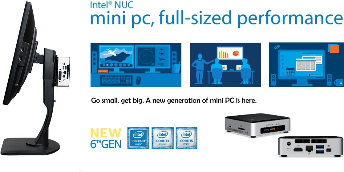 Intel Nuc Mini Pc - Electronics (1200x575), Png Download