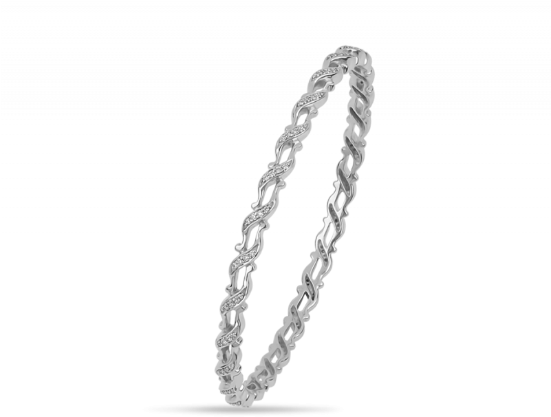 Twirl Diamond Bangle - Chain (800x667), Png Download