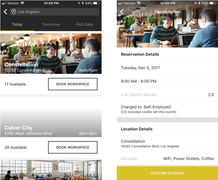 Booking A Workspace From The Book Space Tab - Wework App Book Space (812x642), Png Download
