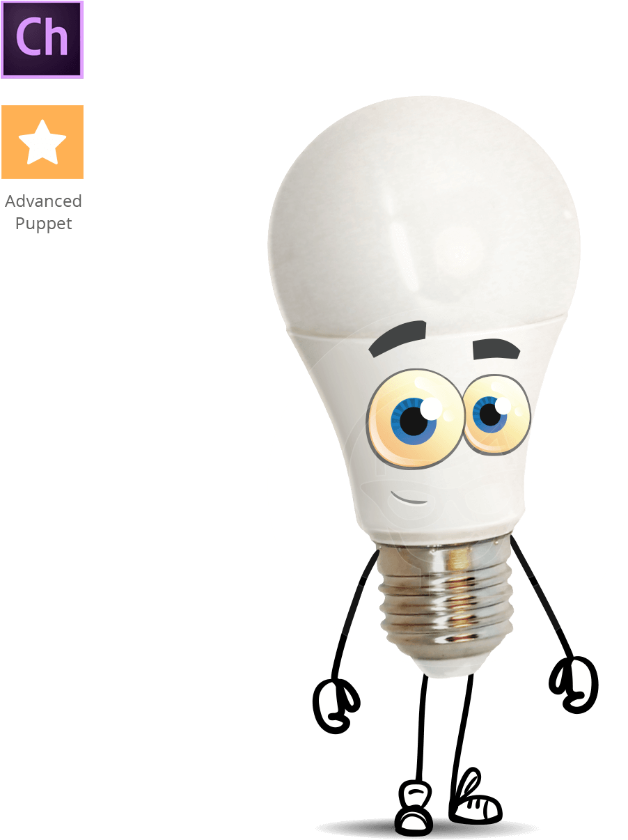 Light Bulb Character Animator Puppet - Cartoon (1238x1318), Png Download