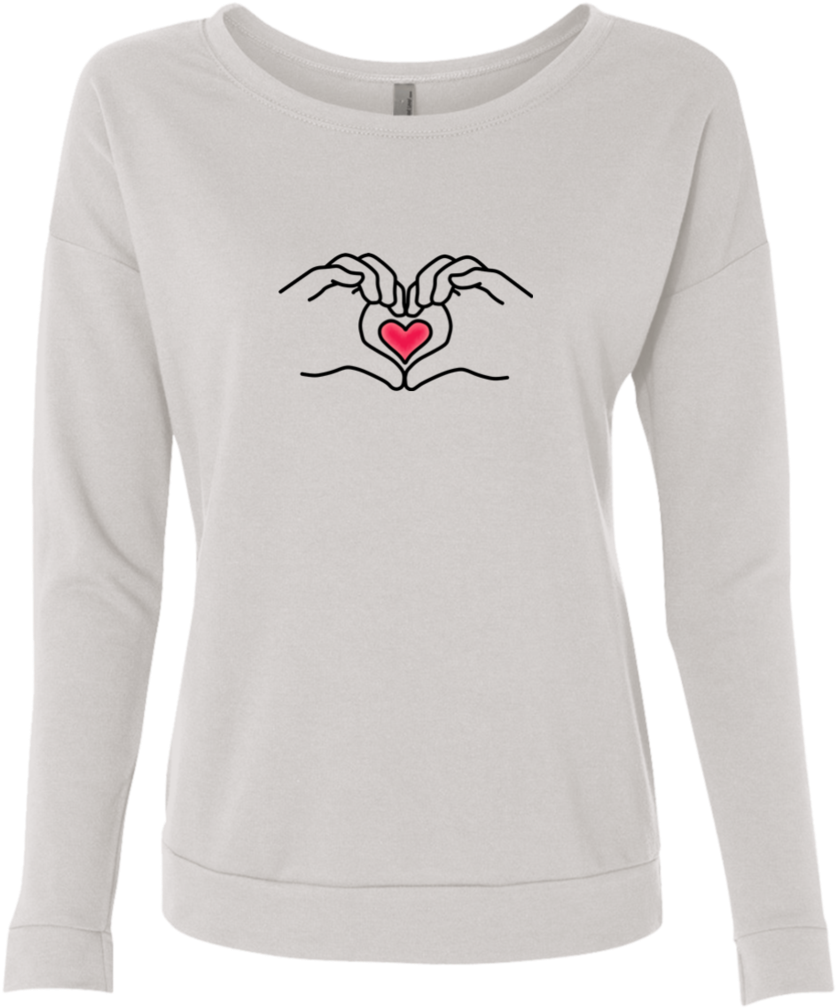 Hand Heart Ladies' French Terry Scoop - Sweatshirt (1024x1024), Png Download