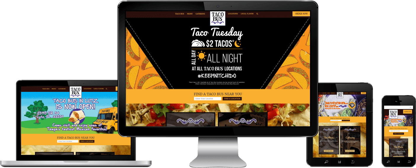 Restaurant Website Design - Led-backlit Lcd Display (1412x607), Png Download