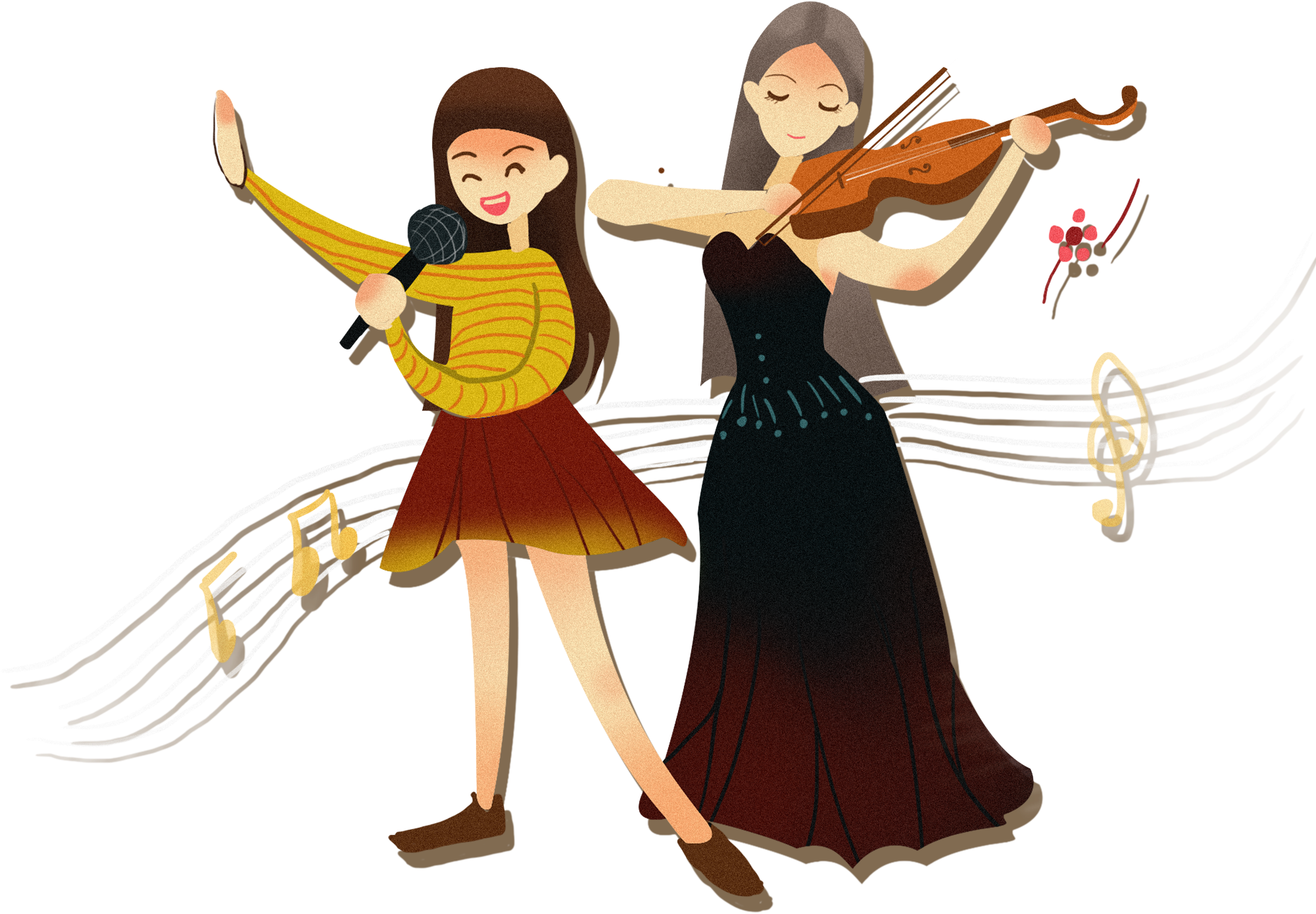 Girl Concert Element Singing Png And Psd - Illustration (2000x2000), Png Download