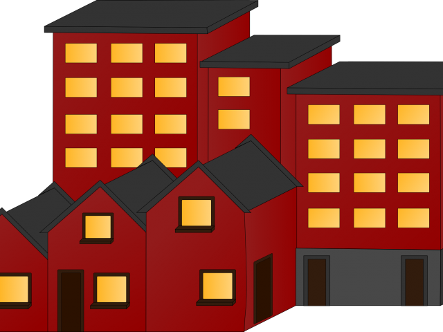 Apartment Complex Clipart Biulding - Houses Buildings Clipart (640x480), Png Download
