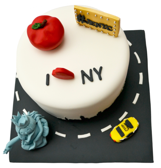 I Love New York Cake I Love Nyc With Edible Statue - Birthday Cake (594x600), Png Download