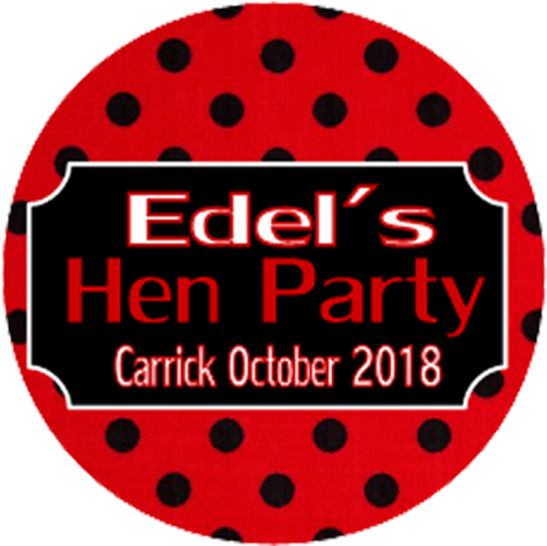 Red & Black Polka Dot Personalised Hen Party Badge - Circle (904x974), Png Download