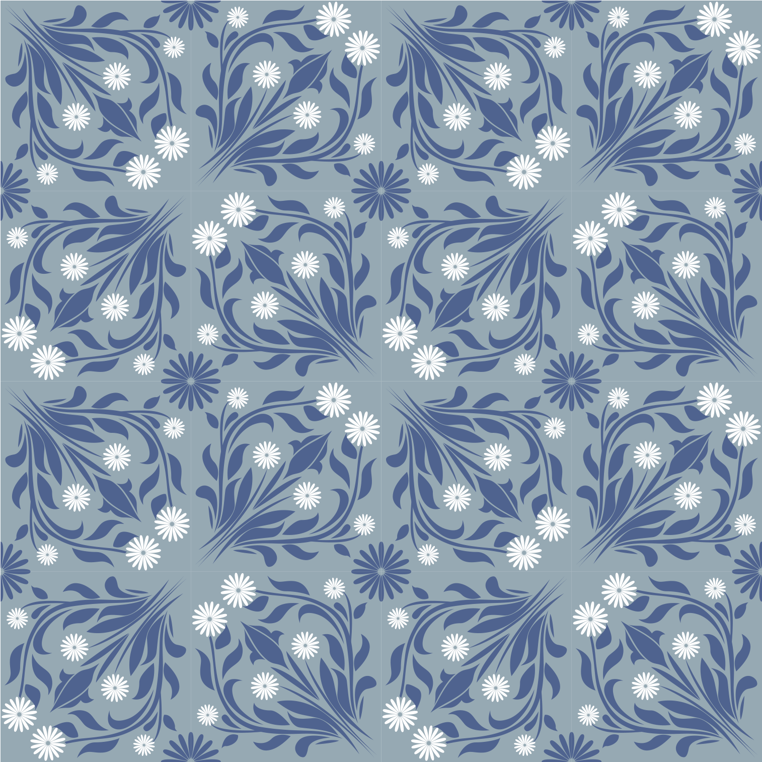Blue Plant Pattern Shading Square Continuous Png And - Wallpaper (2000x2000), Png Download