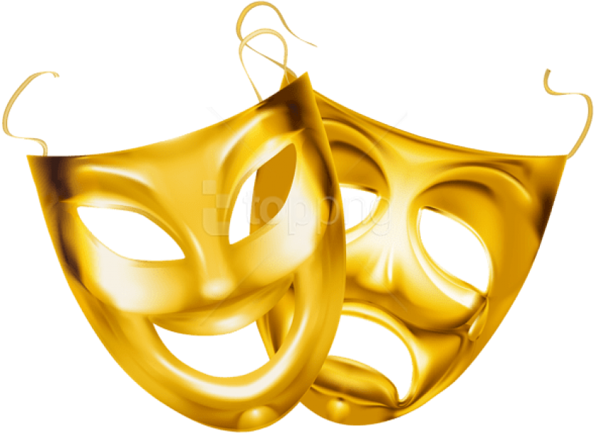 Free Png Download Gold Theater Masks Clipart Png Photo - Transparent Theater Mask Png (850x620), Png Download