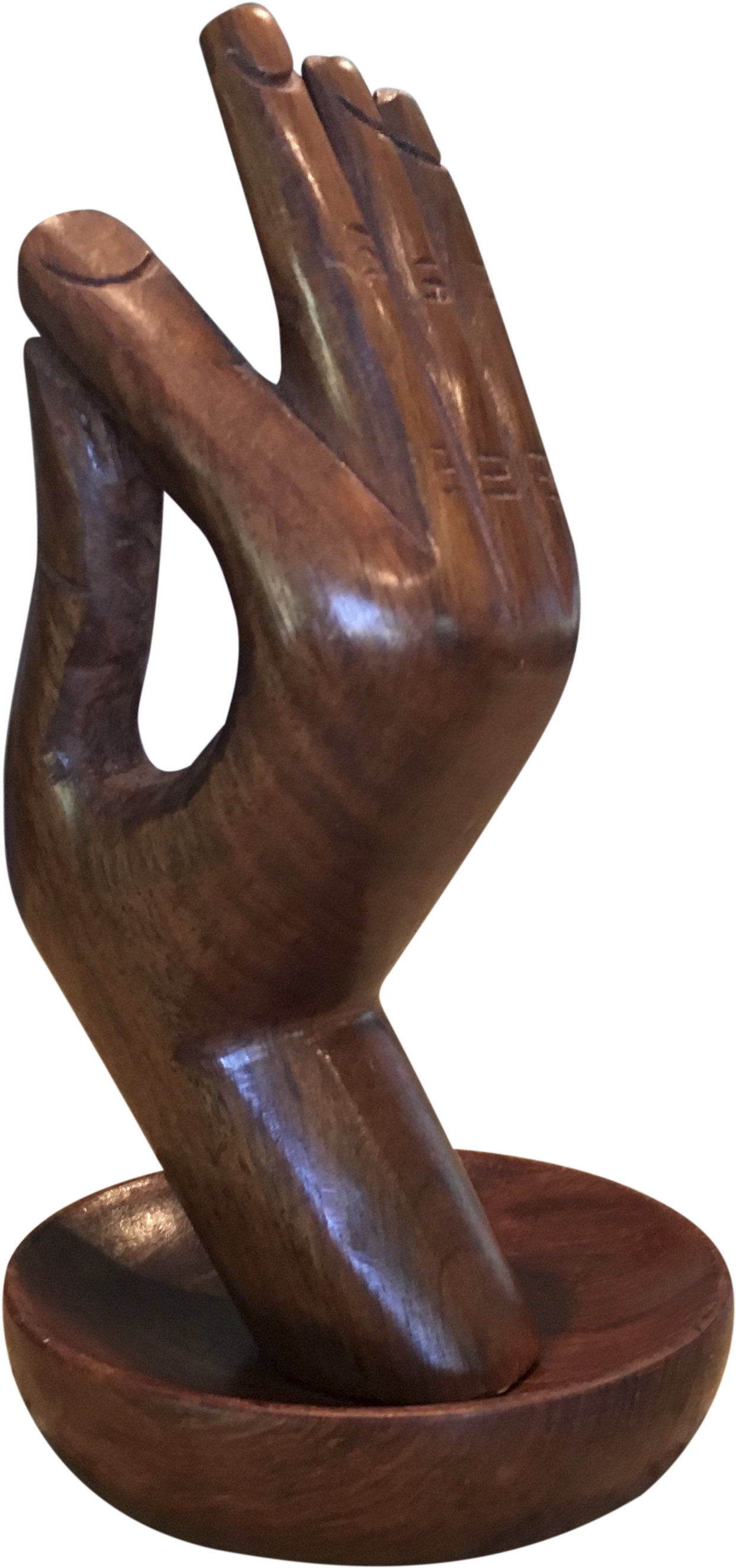 Vintage Bohemian Carved Wood Hand “okay” Sculpture - Statue (1380x2942), Png Download
