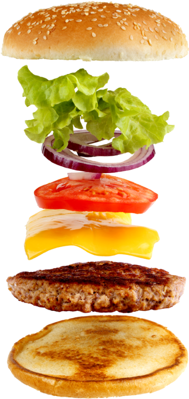 King Hamburger Food Fries Fizzy Fast Burger - Burgers With Layers (400x830), Png Download