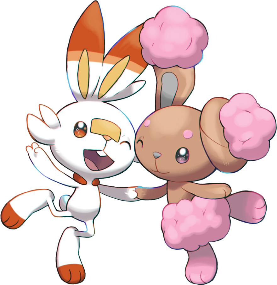 Pokemon Sword Shield Scorbunny And Buneary By Vikthor01 (880x908), Png Download