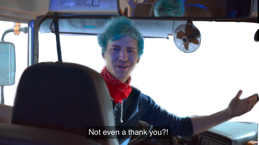 #ninja #fortnite #freetoedit - Not Even A Thank You Meme Template (1024x574), Png Download