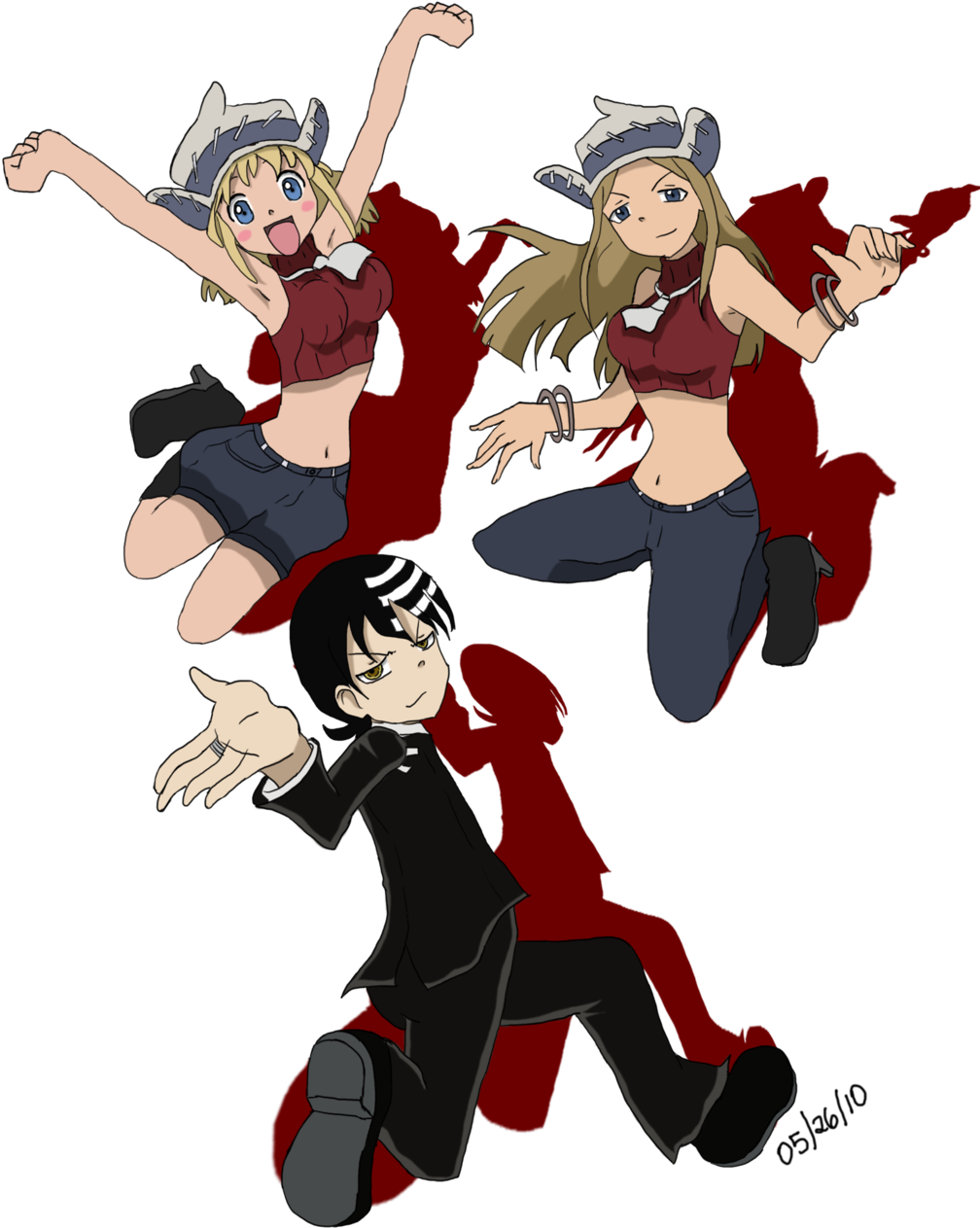 Death The Kid And Thompson Sisters Devil Part Timer, - Soul Eater Thompson Sisters Hot (1024x1325), Png Download