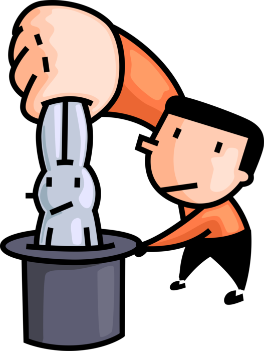 Vector Illustration Of Magician Pulls Small Mammal - Pulling Rabbit Out Of A Hat Cartoon (527x700), Png Download
