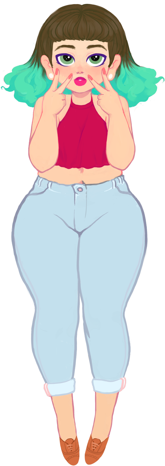 Self Portrait Tried Out Some New Flat Color Techniques - Cartoon (985x1920), Png Download