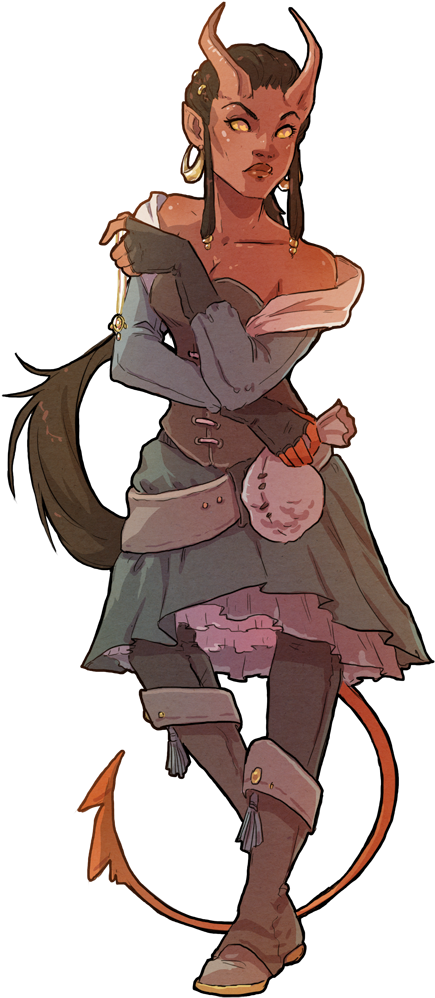 Female Tiefling Concept Art (673x1009), Png Download