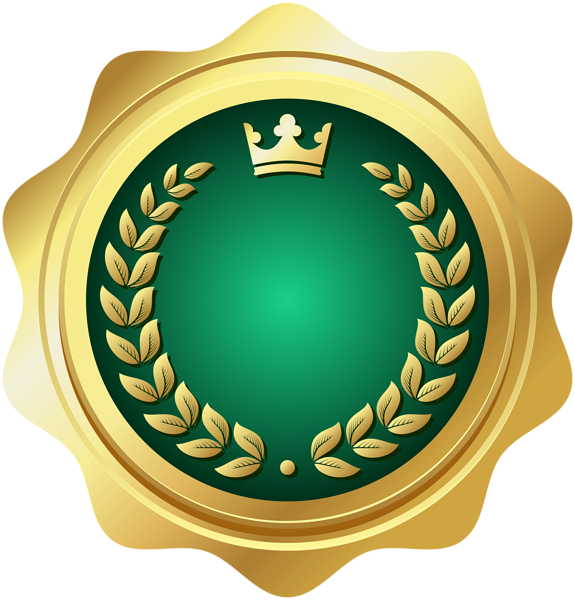 Seal Badge Green Png Transparent Clip Art - Golden Badge Png (575x600), Png Download
