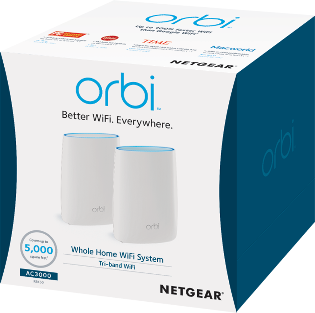 Netgear Rbk50 Orbi Mesh Wifi System Ac3000, Up To 5,000 - Rbk50 100nas (1500x1125), Png Download