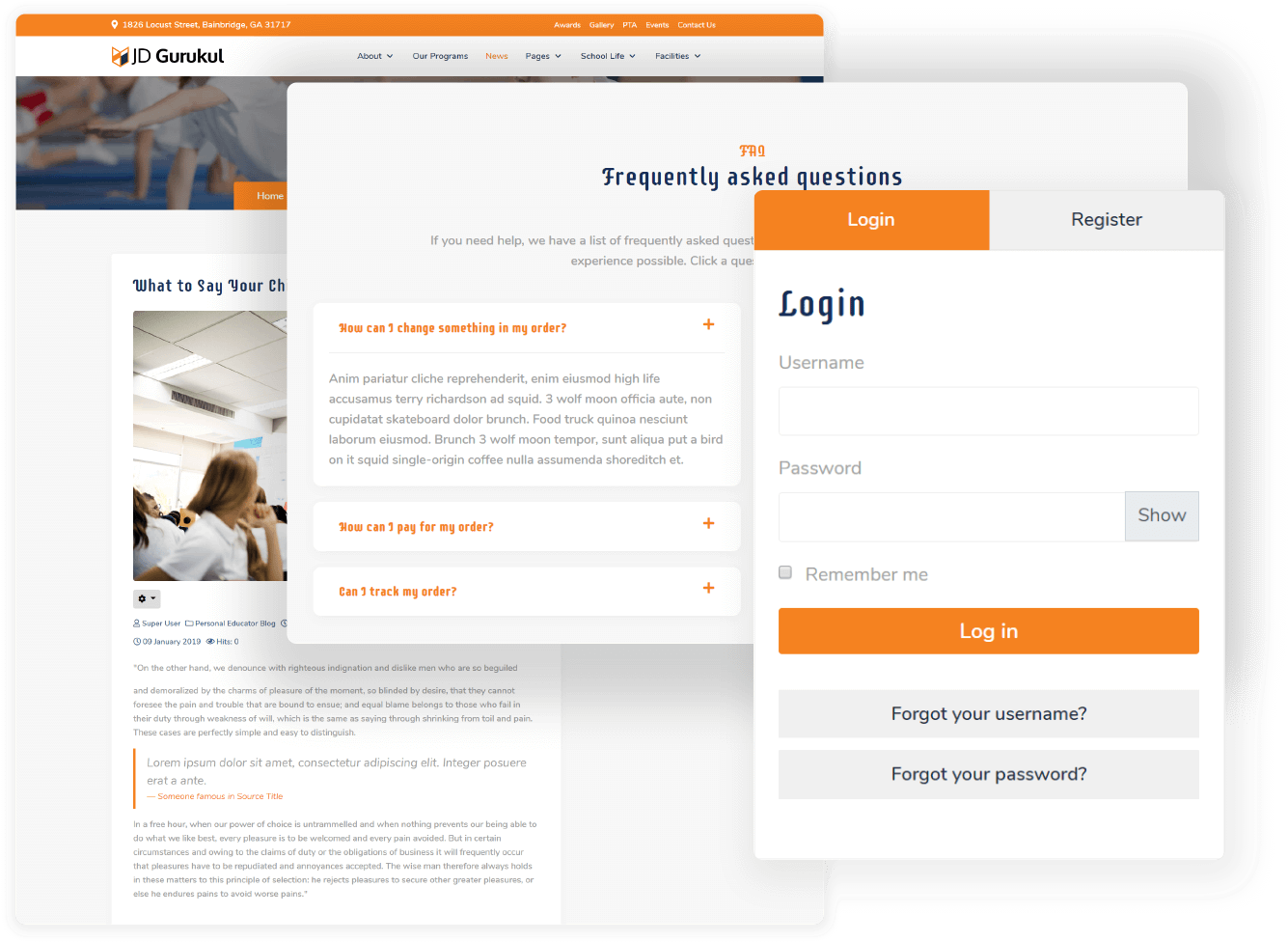 Responsive Joomla Template For School Websites - Web Page (1386x988), Png Download