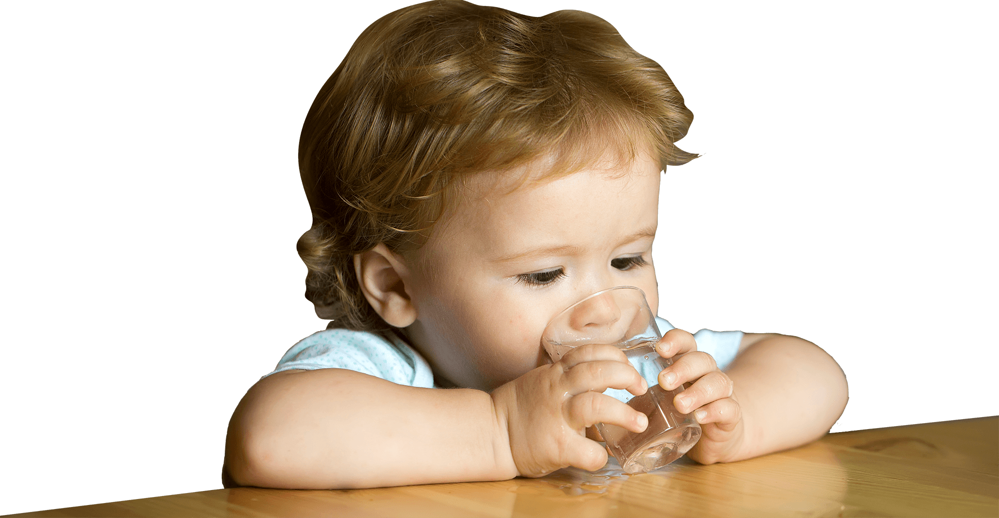 Little Boy Drinking Water - Dehydration In Children (2000x1037), Png Download