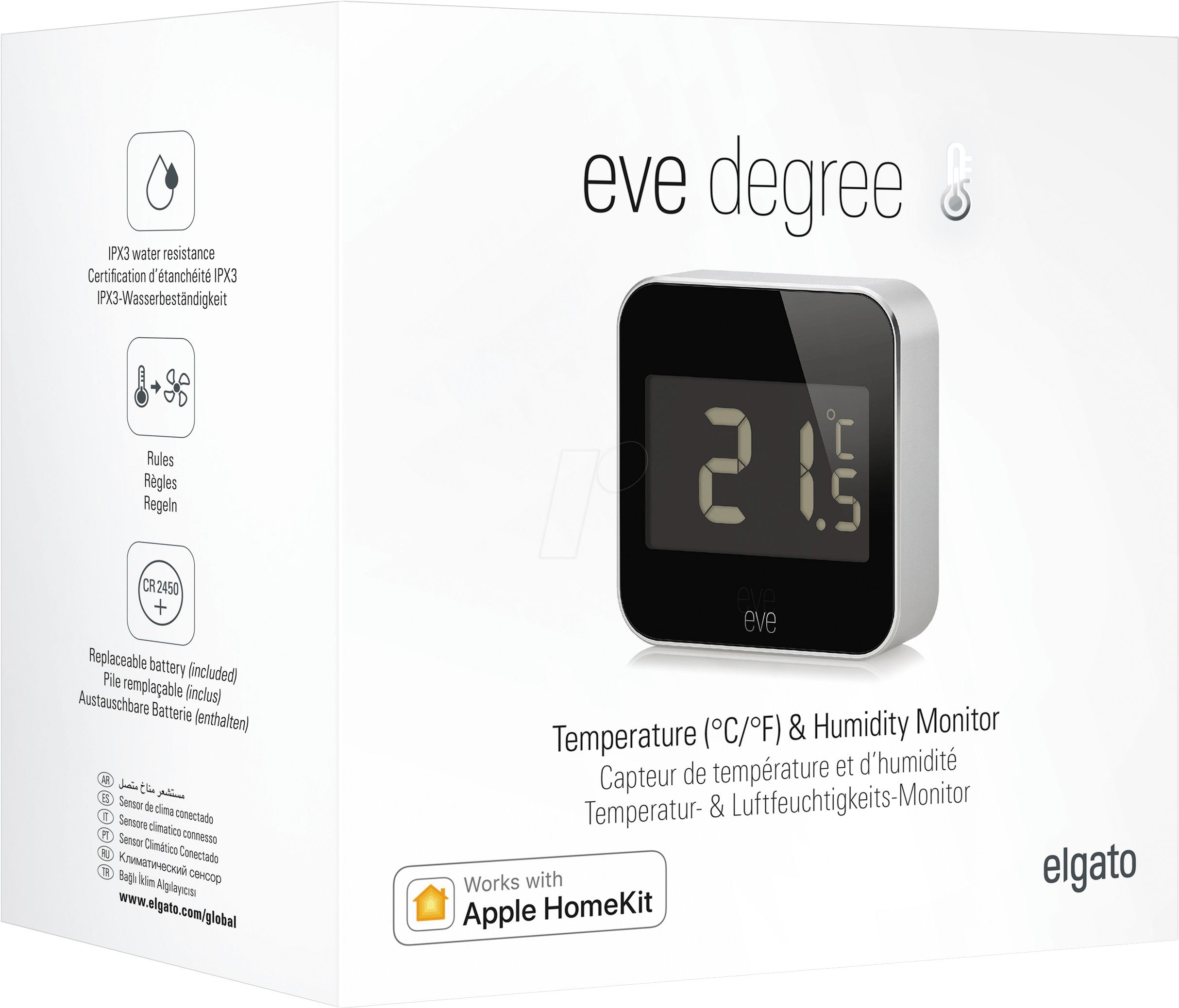 Eve Degree, Temperature & Humidity Monitor Eve Systems - Digital Clock (2572x2225), Png Download