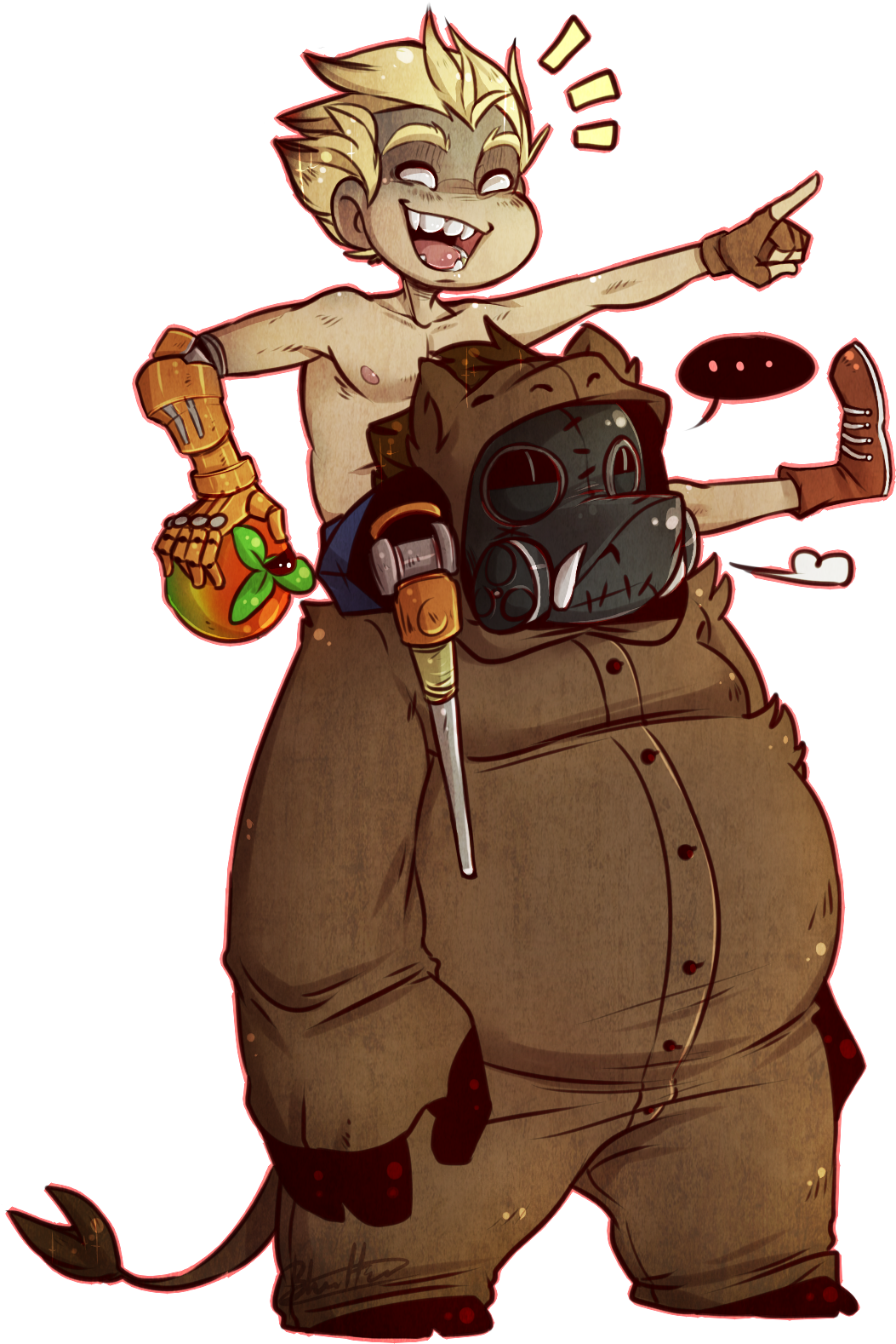 Fanart Junkrat Roadhog Overwatch Game Crash Bandicoot - Cartoon (1099x1597), Png Download