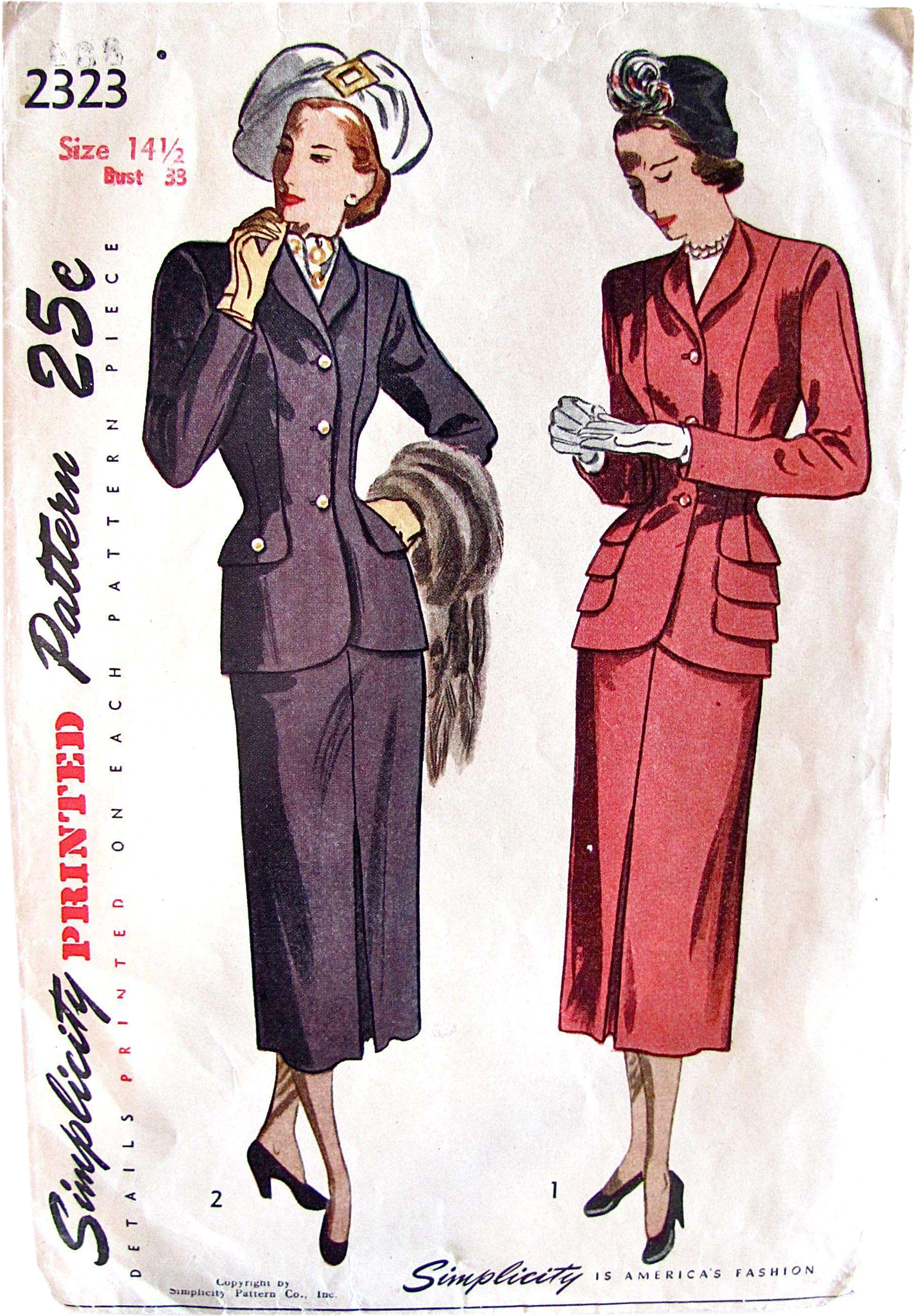1940s Two-piece Dress Suit For Misses And Women, Vintage - 1940s Evening Wear (2048x2048), Png Download