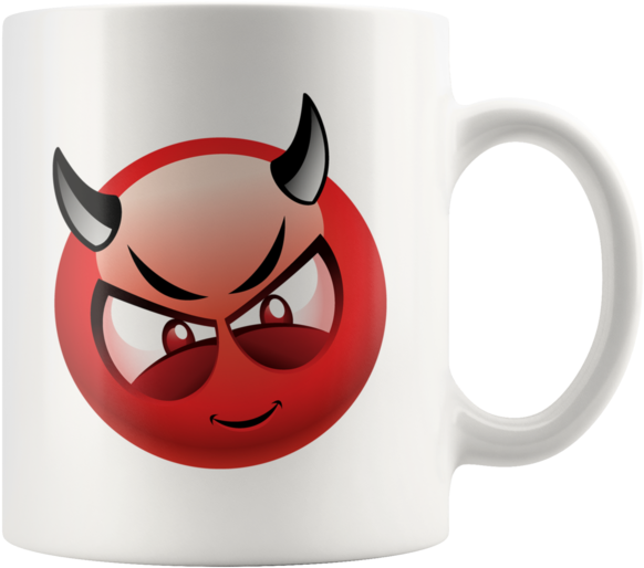Devil Emoji Coffee Mug - Emoji Devil Face Sad (600x600), Png Download