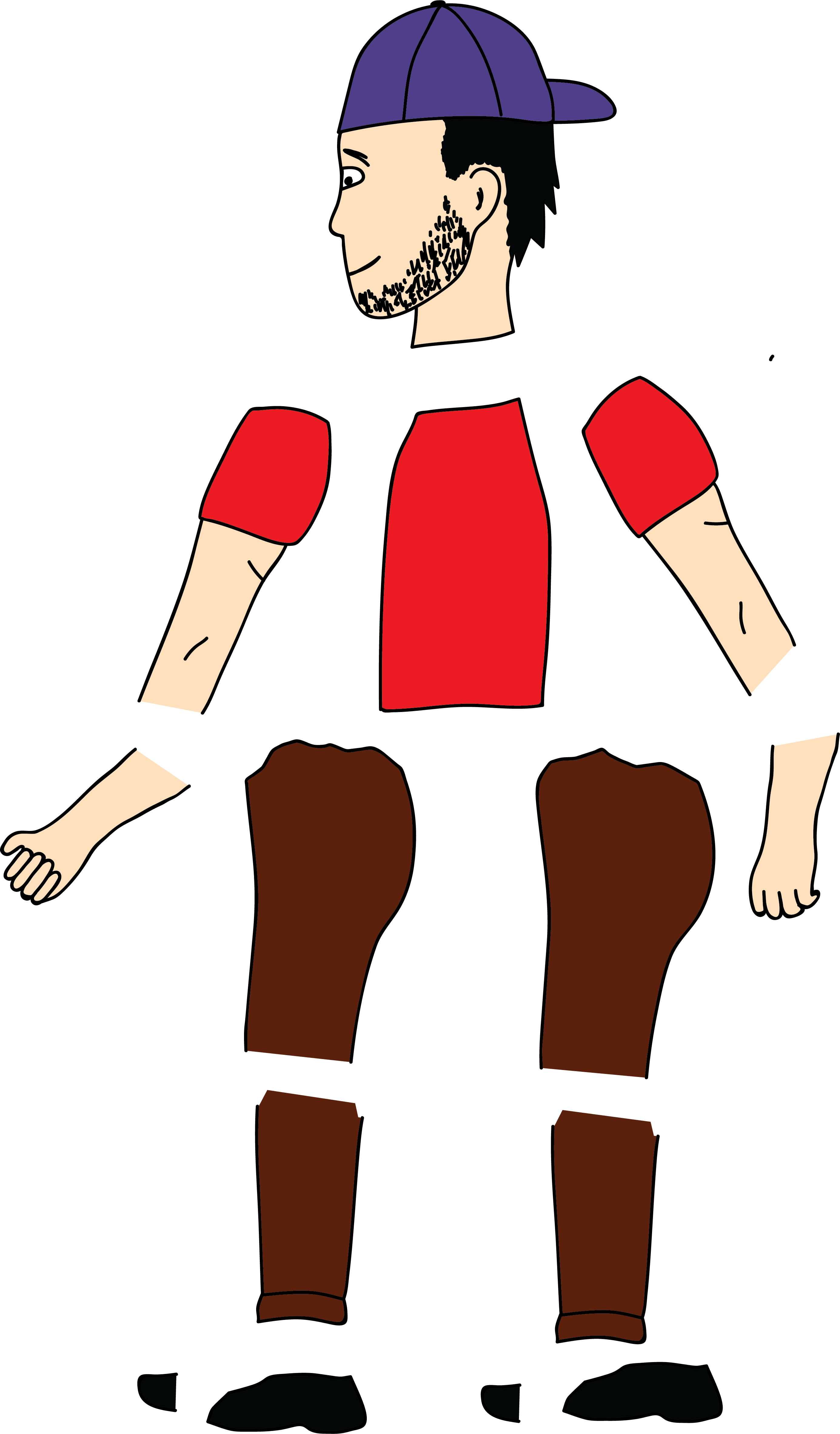 Character Parts Into Layers - Cartoon (2771x4727), Png Download