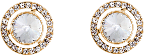 Swarovski Studs Gold/white - Earrings (1000x880), Png Download