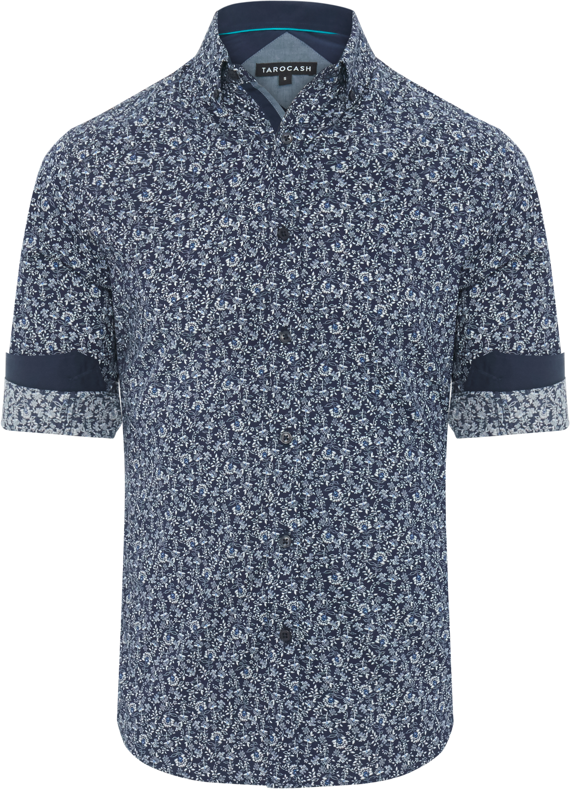 Navy Maurice Floral Print Shirt - Tarocash Shirts (3000x3000), Png Download