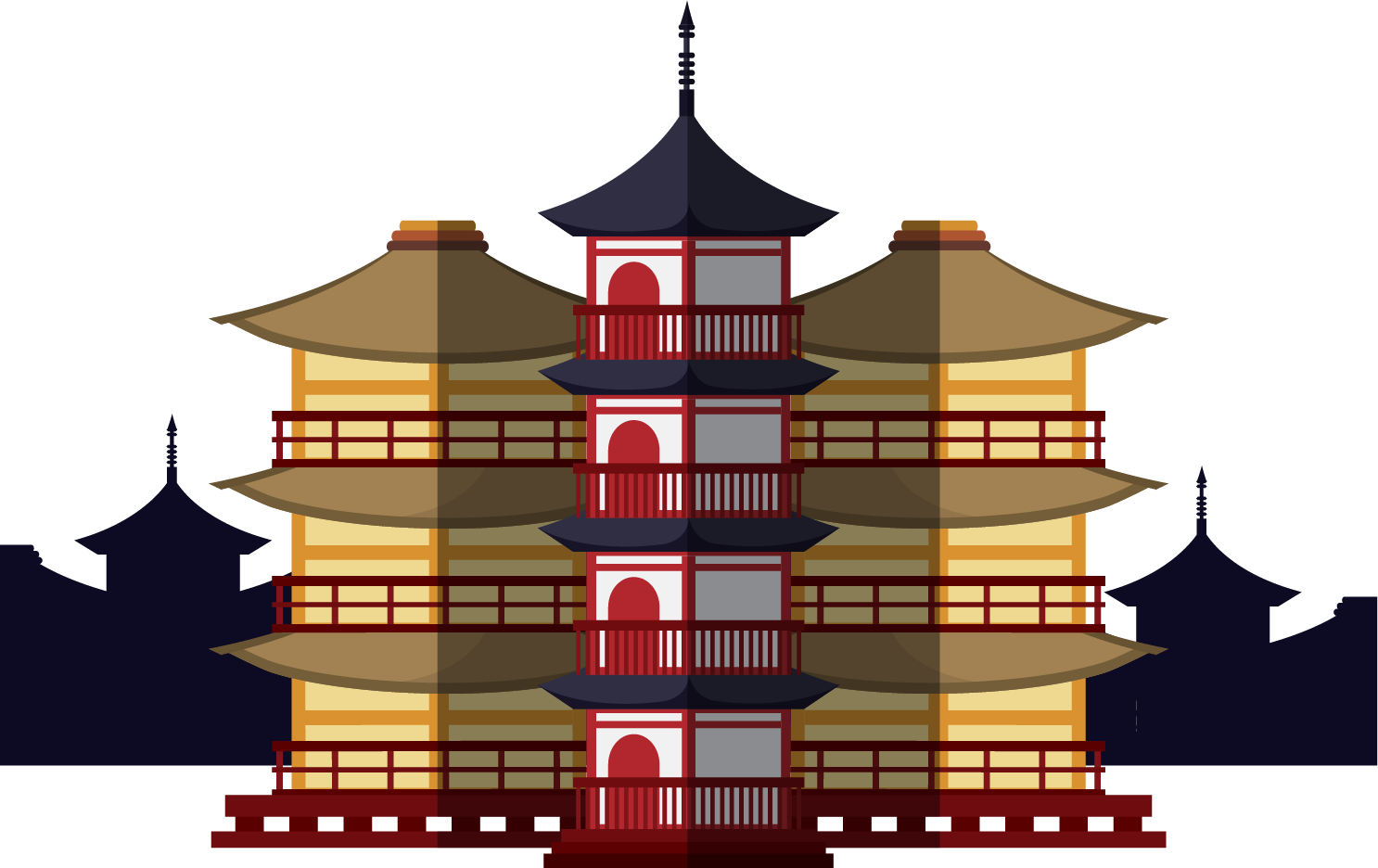Landmark Clipart Japanese - Japanese Temple Clipart Png (1486x936), Png Download