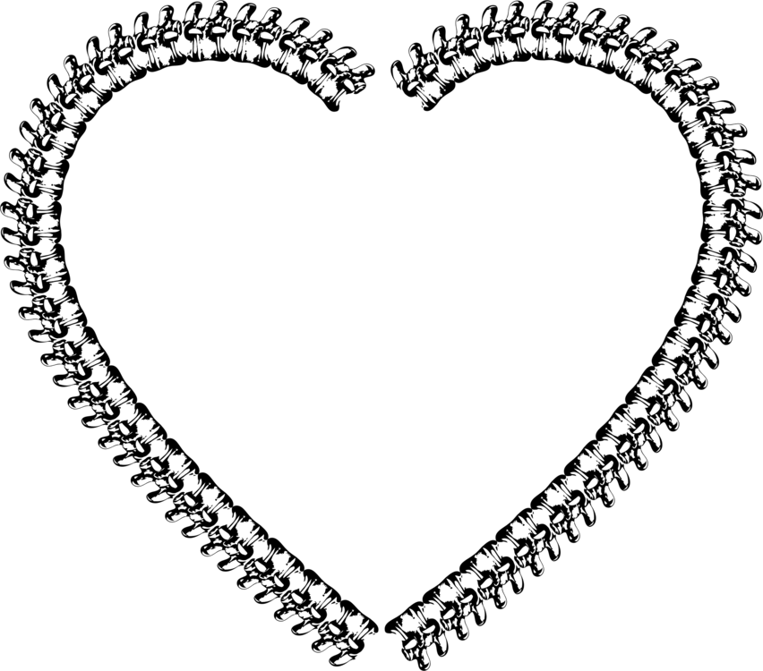 Computer Icons Line Art Vertebral Column Icon Design - Heart Zipper (852x750), Png Download