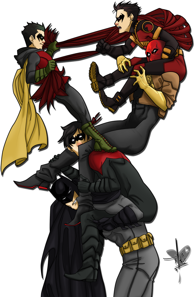 Dynamiteduo-blog Bruce Wayne Batman Dick Grayson Nightwing - Batman And All His Robins (700x1021), Png Download