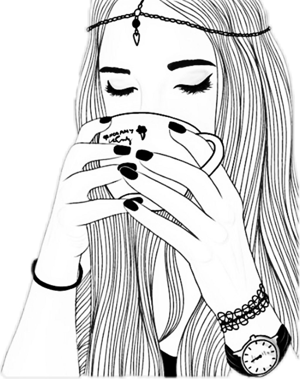 #cabello #cafe #chicas #stikers #tmblr #png (1024x1293), Png Download