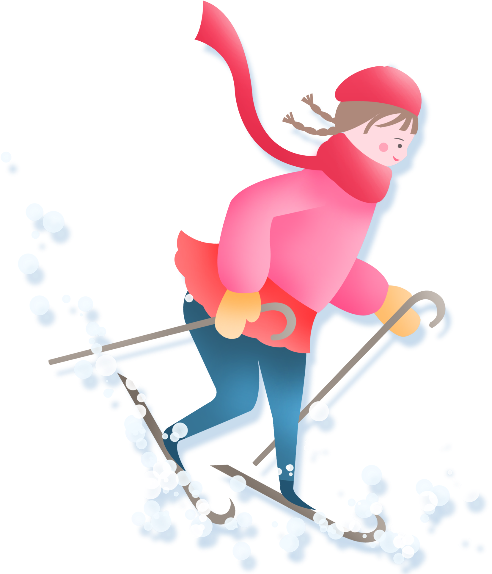 Pintado A Mano Dibujos Animados Fresco Invierno Png - Nordic Skiing (2000x2000), Png Download