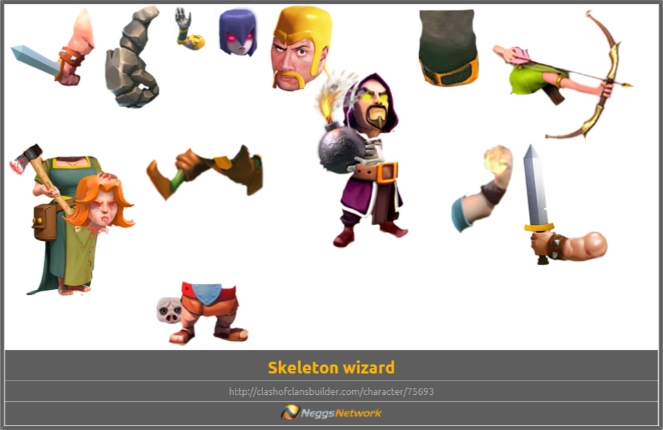 1200 X 675 Png 1117kb Skeleton Wizard Character - Clash Of Clans France (960x623), Png Download